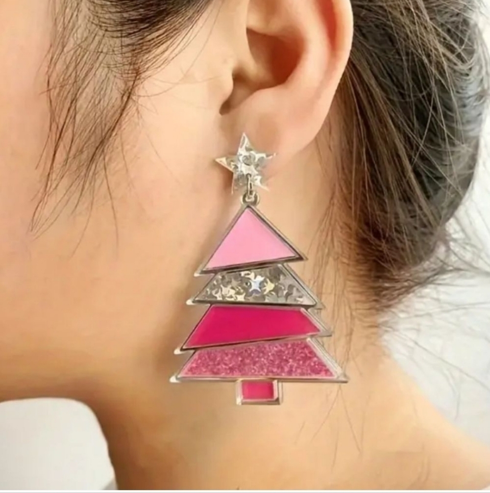 Sequin Christmas tree statement earrings | NWT